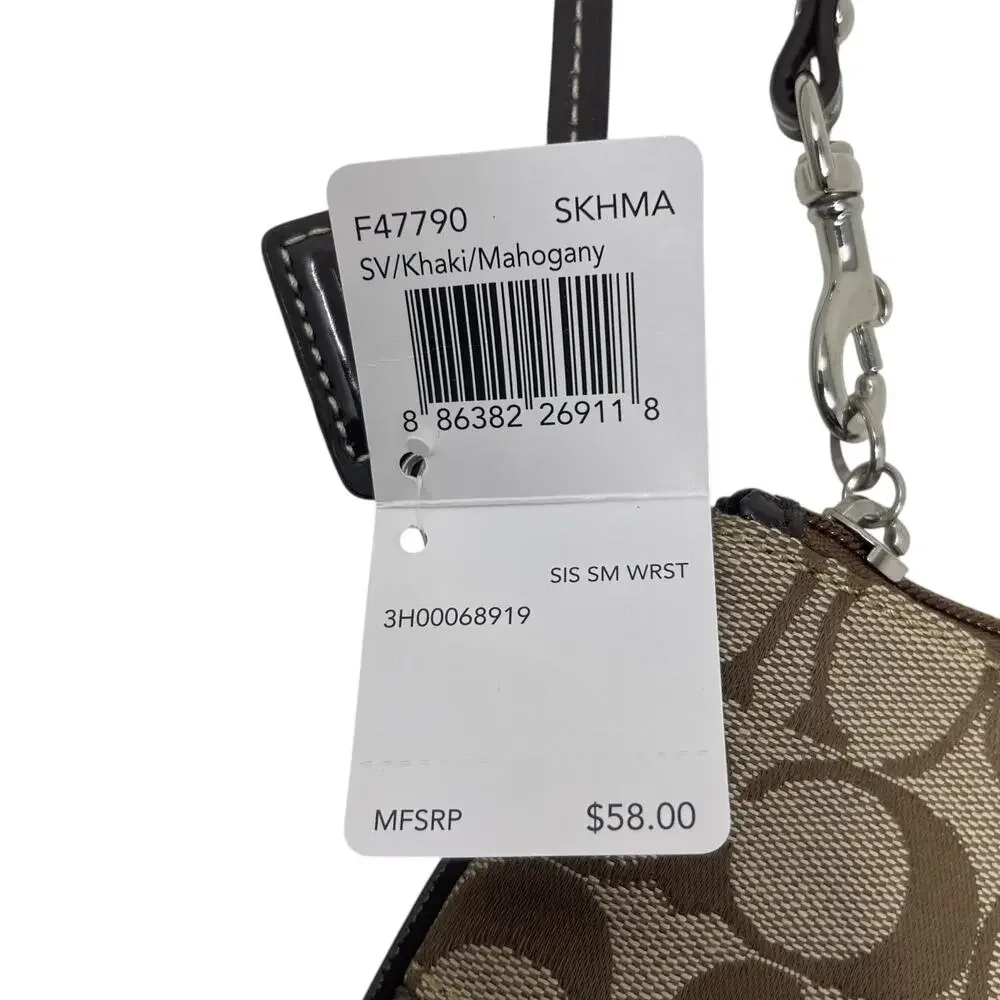 NWT COACH Signature Stripe Jacquard/Leather Wristlet - F47790 - Picture 5 of 7